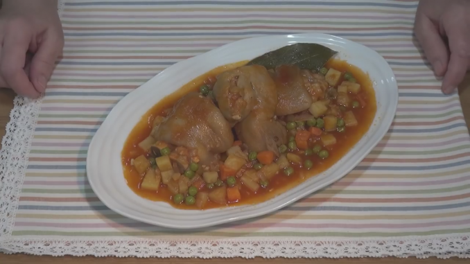 Manitas de cerdo a la jardinera