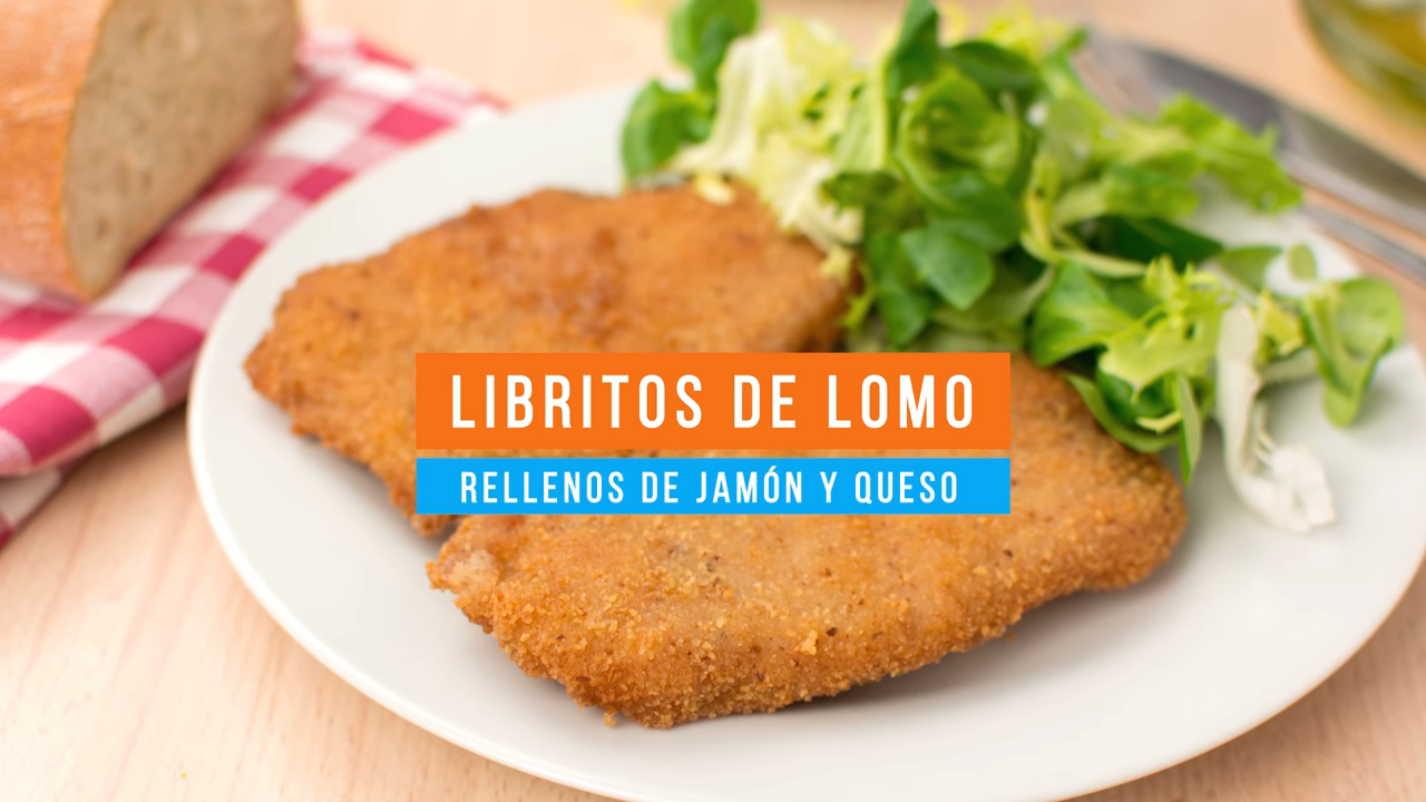 Libritos de lomo rellenos de jamón y queso