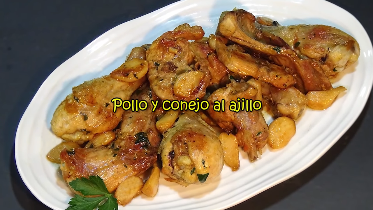 Receta de Pollo y conejo al ajillo