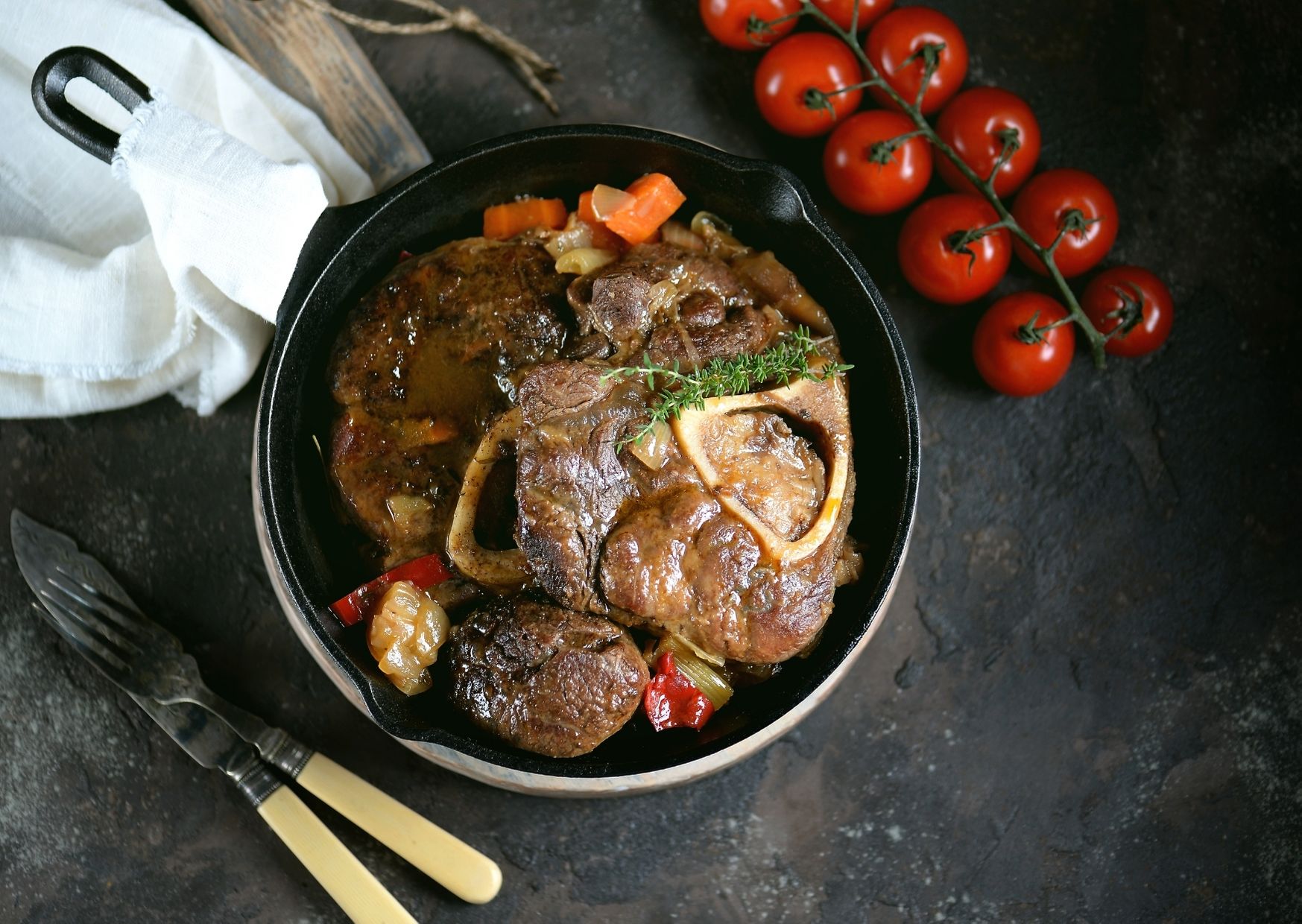 Bifes con cebollitas, zanahorias, tomates, light y diabéticos